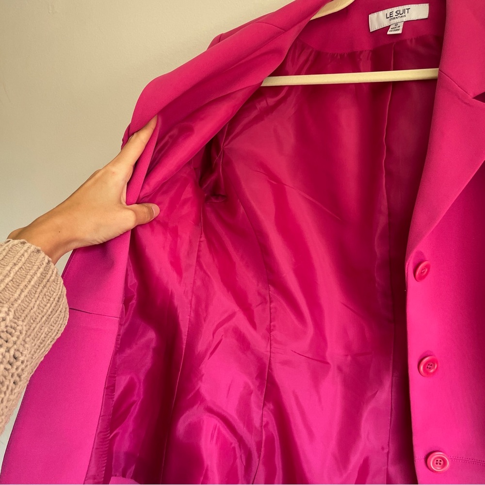 Le Suit Barbie pink skirt suit set blazer pencil bright retro corporate feminine - Picture 4 of 11